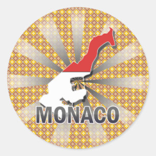 Monaco-Flaggen-Karte 2,0 Runder Aufkleber