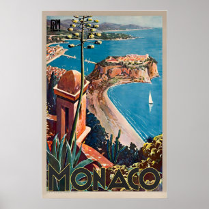 Monaco Französische Riviera Vintage-Reiseposter Poster