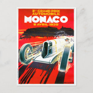 Monaco Grand Prix Rennen~ Vintage Automobil Werbun Postkarte