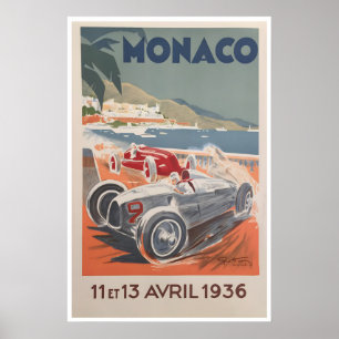 Monaco Grand Prix Rennwagen Poster Rennsport Kunst