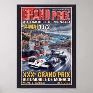 Monaco Grand Prix Retro-Rennsport Poster