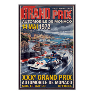 Monaco Grand Prix Retro-Rennsport Poster