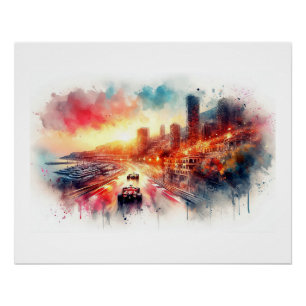 Monaco Grand Prix Sonnenuntergang, Poster