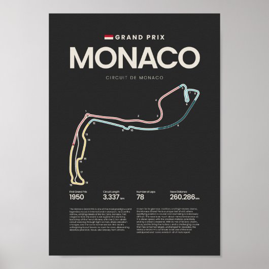 Monaco Grand Prix Streckenkarte Poster (Vorne)