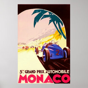 Monaco ~ Grand Prix ~Vintage Reise Leinwand Poster