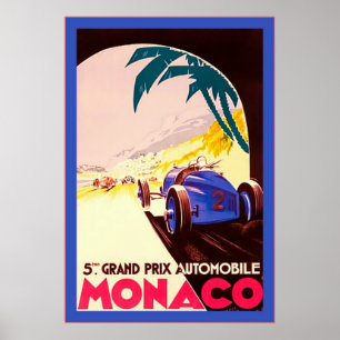 Monaco ~ Grand Prix ~Vintage Reise Poster