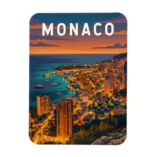 Monaco Illustration Reise Kunst Vintage Magnet