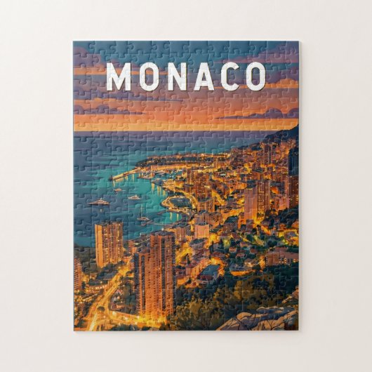 Monaco Illustration Reise Kunst Vintage Puzzle (Vertikal)