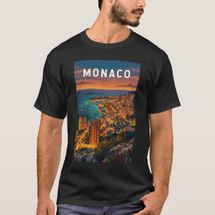 Monaco Illustration Reise Kunst Vintage T-Shirt