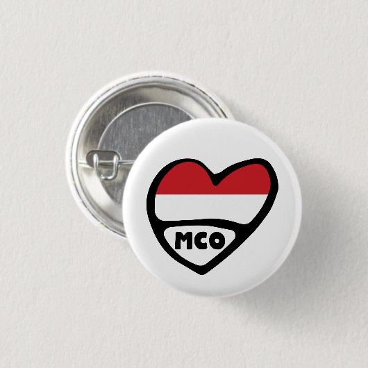 Monaco Ländercode Flag Herzstück Button Abzeichen, (Vorne & Hinten)