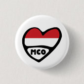 Monaco Ländercode Flag Herzstück Button Abzeichen, (Vorderseite)