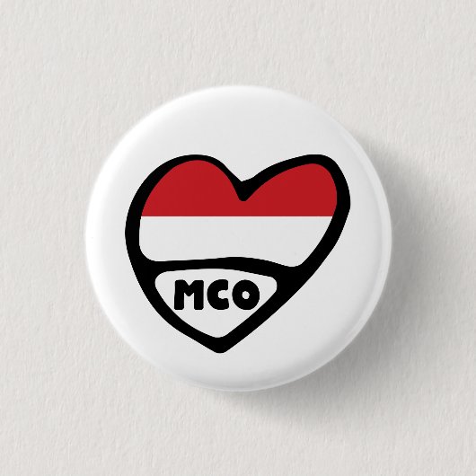 Monaco Ländercode Flag Herzstück Button Abzeichen, (Vorderseite)