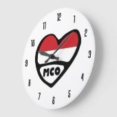 Monaco Ländercode MCO Flaggenmitte Große Wanduhr (Winkel)