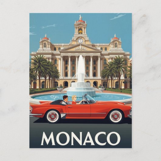 Monaco Luxushotel & Oldtimer Postkarte (Vorderseite)