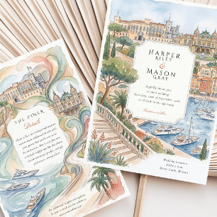 Monaco Monte Carlo Französische Riviera Hochzeit Einladung