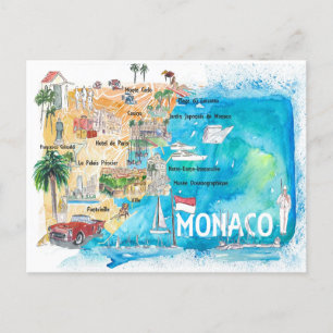 Monaco Monte Carlo Illustrierte Karte mit Sehenswü