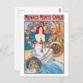 Monaco, Monte-Carlo, Mucha Postkarte (Vorne/Hinten)