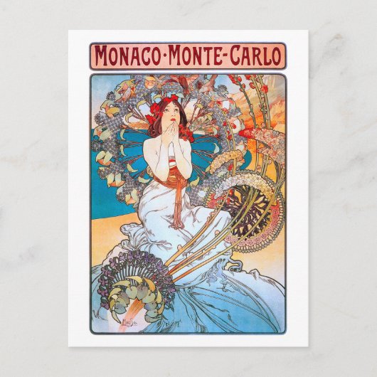 Monaco, Monte-Carlo, Mucha Postkarte (Vorderseite)