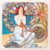 Monaco, Monte-Carlo, Mucha Rechteckiger Pappuntersetzer (Vorderseite)