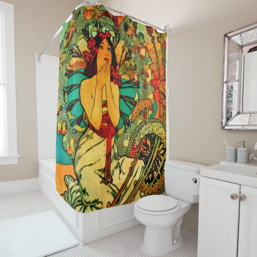 Monaco Monte Carlo Poster von Alphonse Mucha Duschvorhang (Beispiel)