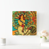 Monaco Monte Carlo Poster von Alphonse Mucha Quadratische Wanduhr (Zuhause)