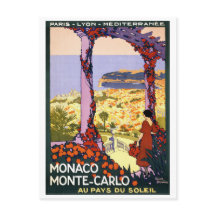 Monaco. Monte-Carlo Vintage Reiseplaner Zurück in