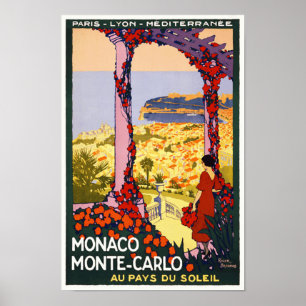 MONACO MONTE-CARLO VINTAGE REISEPOSTER POSTER