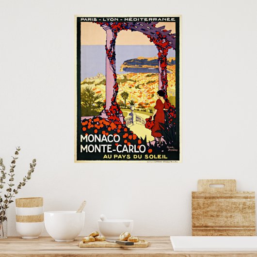 Monaco Monte Carlo Vintage Travel Poster (Küche)