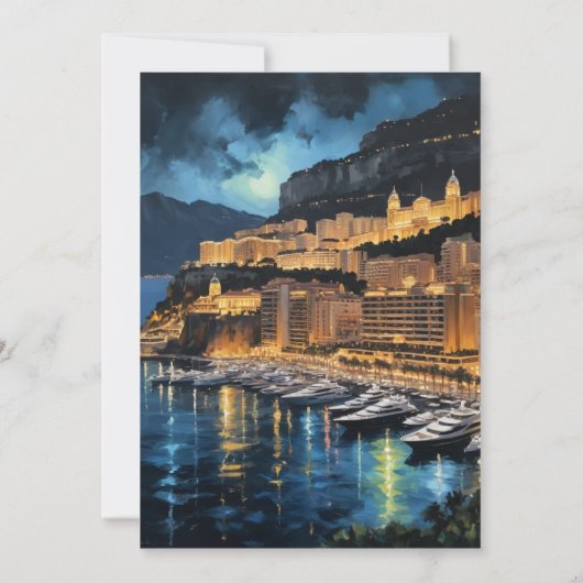 Monaco Nights Marina & Cityscape Malerei Save The Date (Rückseite)