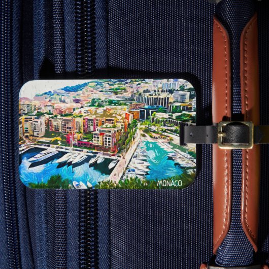 Monaco Oil Paint Marina Yacht Port Gepäckanhänger (Vorderseite Insitu 4)