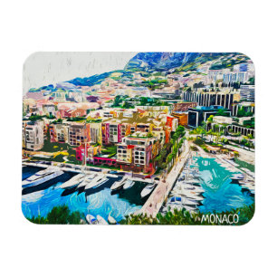 Monaco Oil Paint Marina Yacht Port Magnet