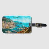 Monaco Öl Paint Illustration Reiseport Gepäckanhänger (Vorderseite (Horizontal))