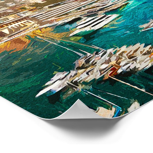 Monaco Öl Paint Illustration Reiseport Poster (Ecke)