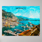 Monaco Öl Paint Illustration Reiseport Poster (Vorne)