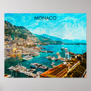 Monaco Öl Paint Illustration Reiseport Poster