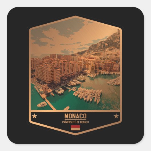 Monaco Quadratischer Aufkleber (Vorderseite)