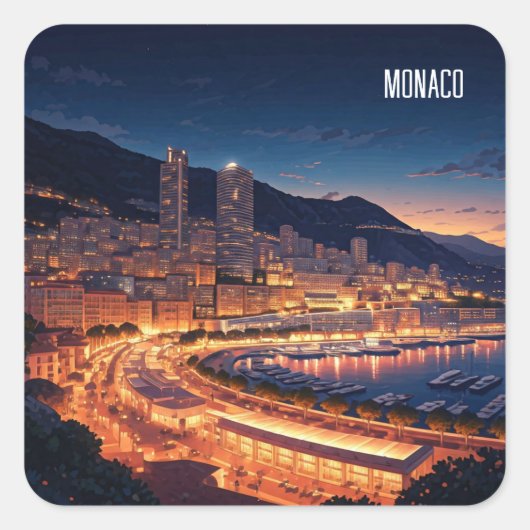Monaco Quadratischer Aufkleber (Vorderseite)