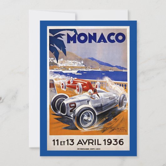 Monaco Reiseplakat, Auto 1936, (Vorderseite)