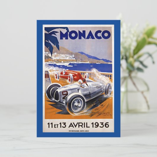 Monaco Reiseplakat, Auto 1936, (Stehend Vorderseite)