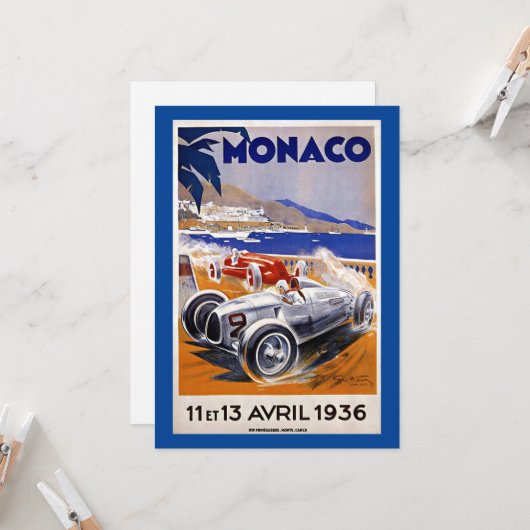 Monaco Reiseplakat, Auto 1936, (Vorderseite/Rückseite Beispiel)