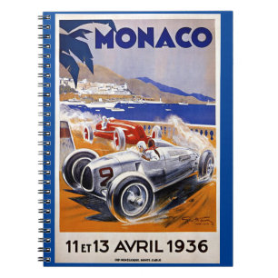Monaco Reiseplakat, Auto 1936, Notizblock