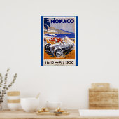 Monaco Reiseplakat, Auto 1936, Poster (Küche)