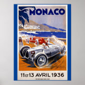 Monaco Reiseplakat, Auto 1936, Poster (Vorne)