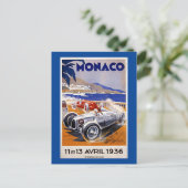 Monaco Reiseplakat, Auto 1936, Postkarte (Stehend Vorderseite)