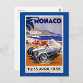 Monaco Reiseplakat, Auto 1936, Postkarte (Vorne/Hinten)