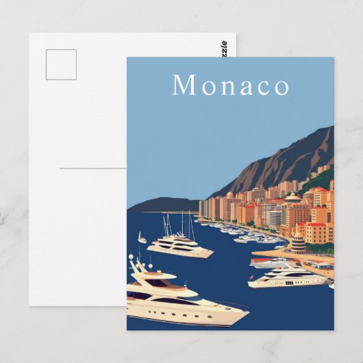 Monaco Retro Art Postkarte (Vorne/Hinten)