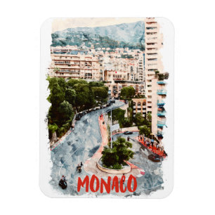 Monaco Retro Race Track Französische Riviera Magnet