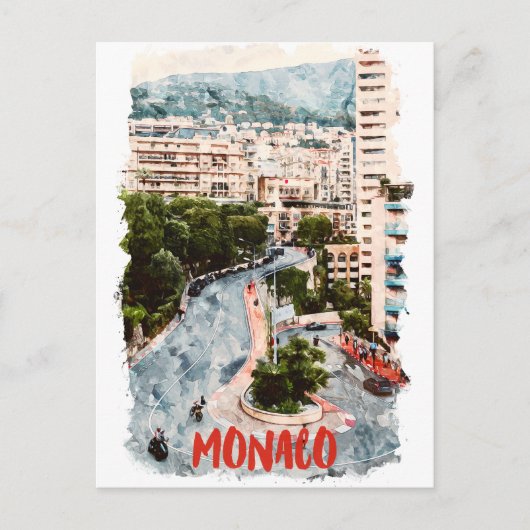Monaco Retro Race Track Französische Riviera Postkarte (Vorderseite)