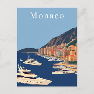 Monaco Retro-Reise-Kunst Postkarte