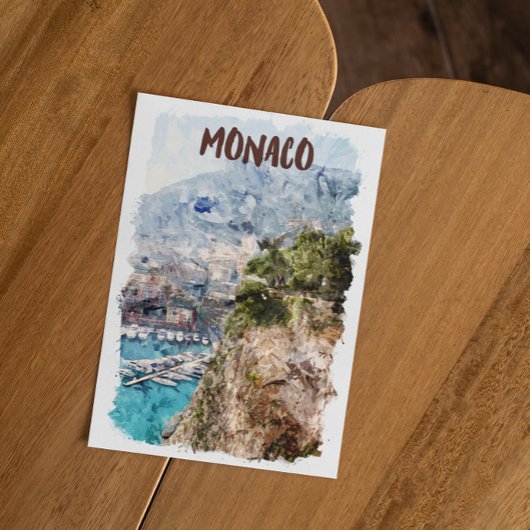 Monaco Retro Travel Port View Postkarte